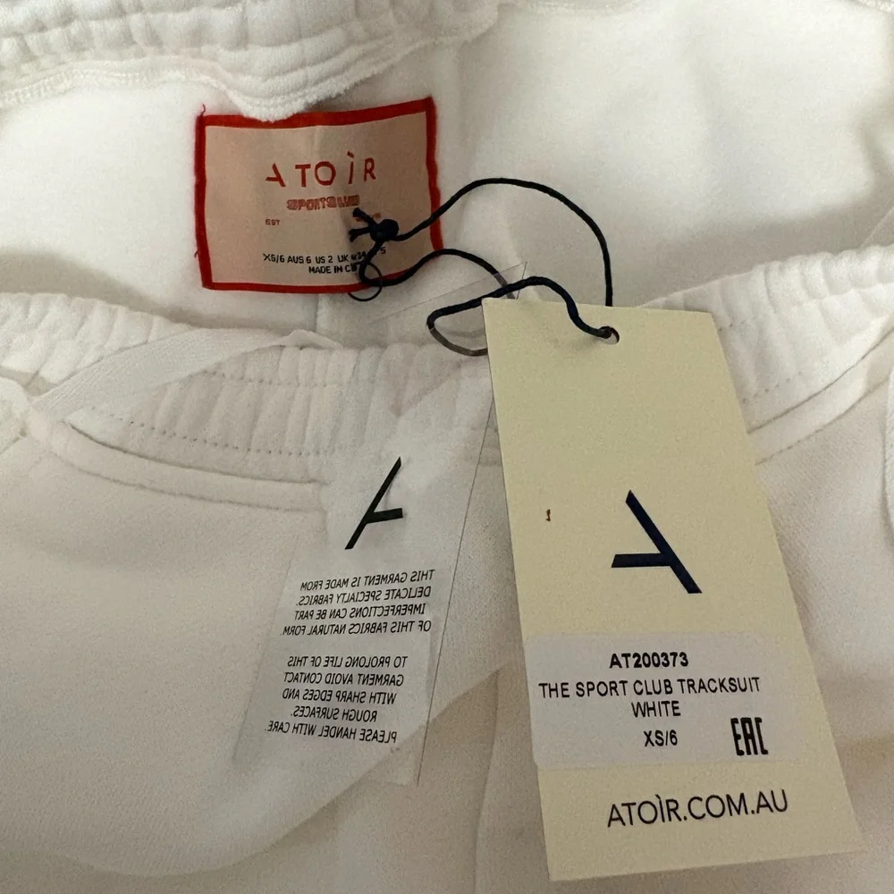 NWT Atoir Sports Club Trackpant in White. Size US 2